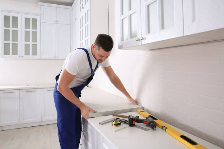 A kitchen countertop made of a durable and stain-resistant material, designed for easy maintenance in Vienna